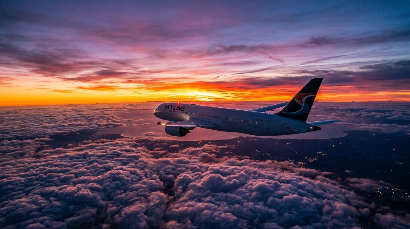 Travel hacking : avion au coucher de soleil, vol gratuit