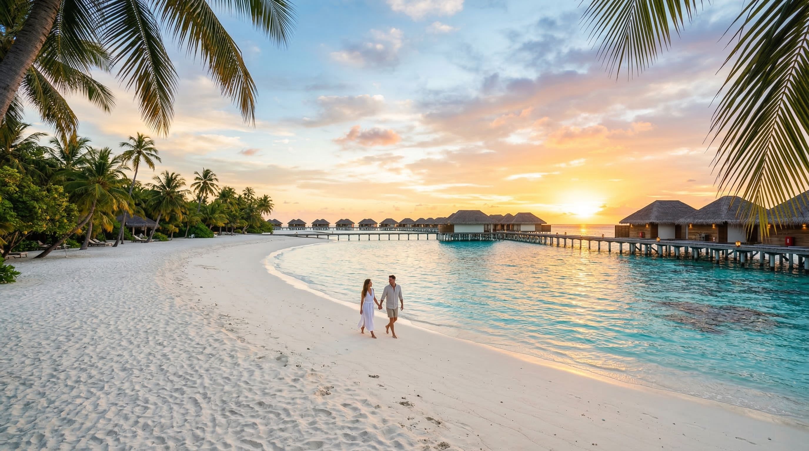 Plage paradisiaque aux Maldives, eau turquoise et sable blanc